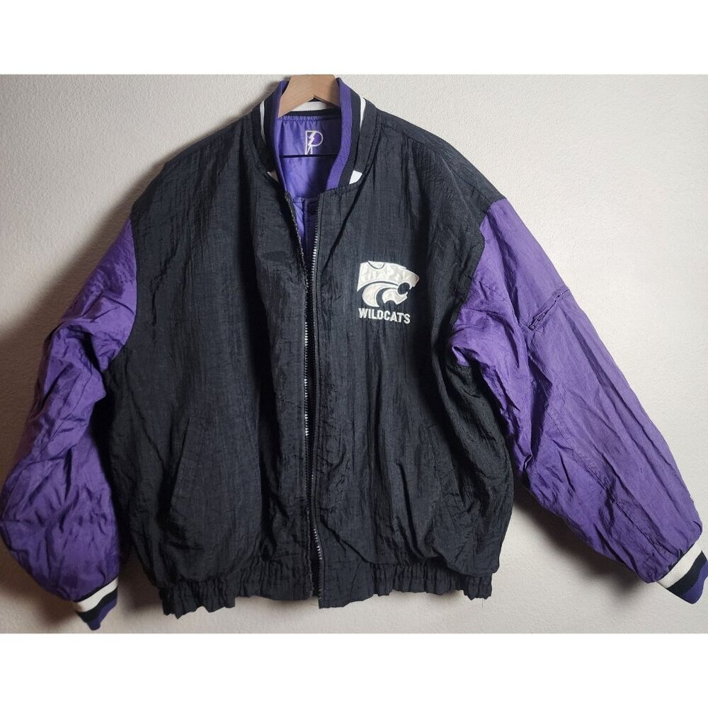 Vtg Kansas State Wildcats Jacket Mens XL Purple NCAA Reversible Pro Player 90s